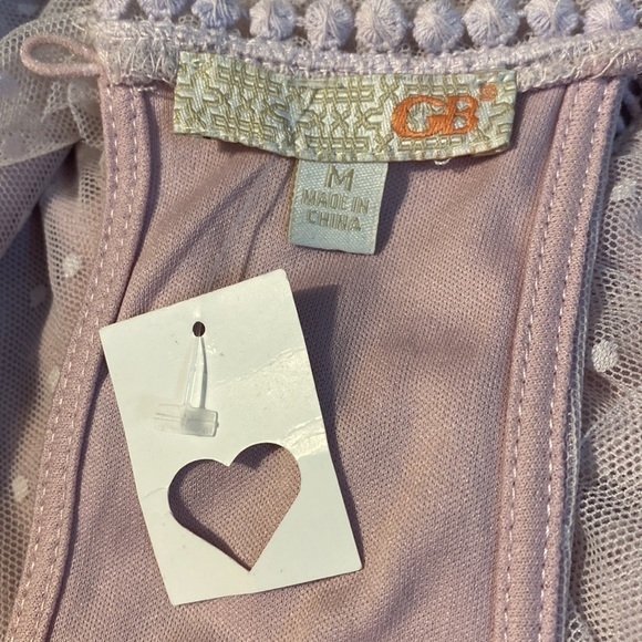 Gianni Bini Women's‎ Medium Lilac Swiss Dot Mesh Ruffle Open Back Mini Dress - Picture 8 of 10